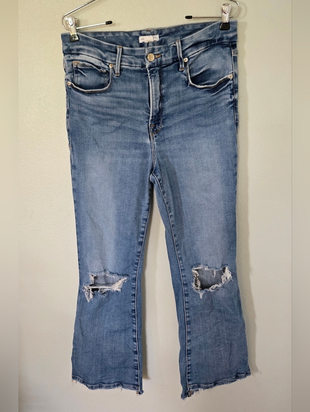 Good American | Good Legs Cropped Mini Bootcut Distressed Size 10/30